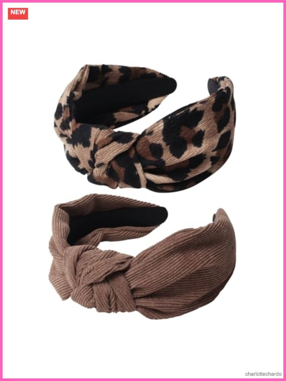 Leopard Print Knotted Headbands for Women 2 Pack Wide Fabric Hair Accessories